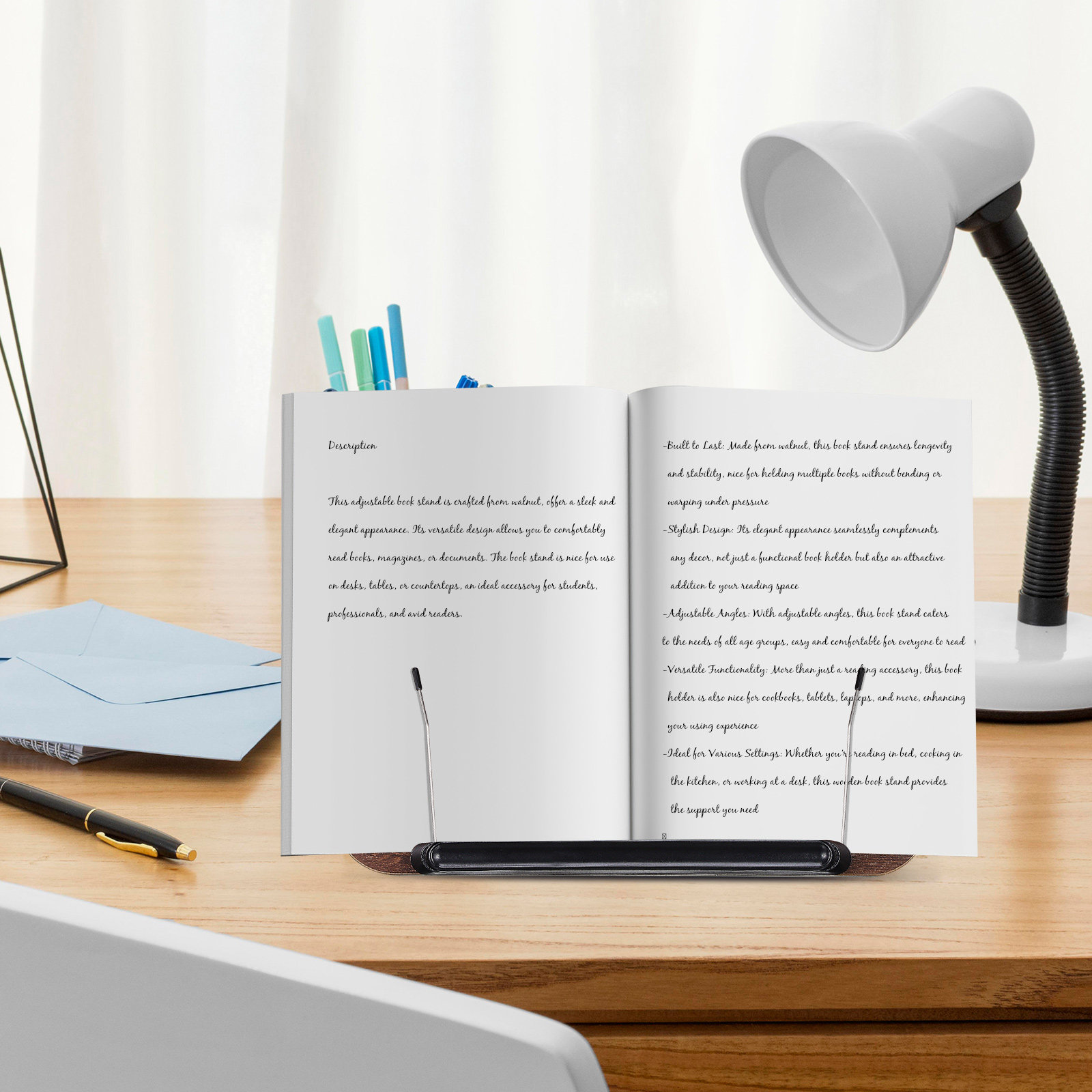 Document Holder Stand - 각도 조절이 가능한 월넛 소재의 책