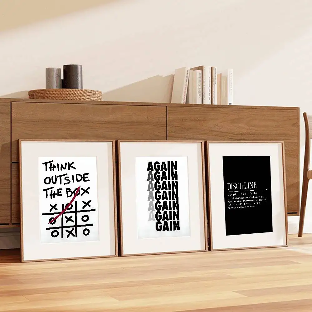 검은색과 흰색을 사용한 영감을 주는 문구가 담긴 벽 장 - Home Office Room Inspiration 리뷰 및 가격
