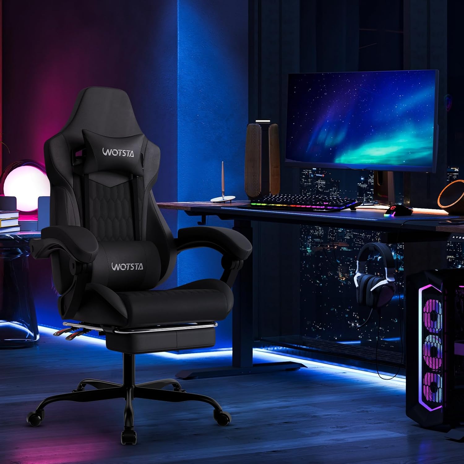 발 받침대가 있는 게이밍 의자, 높은 등받이를 갖춘 게 - Ergonomic Office Chair 리뷰 및 가격
