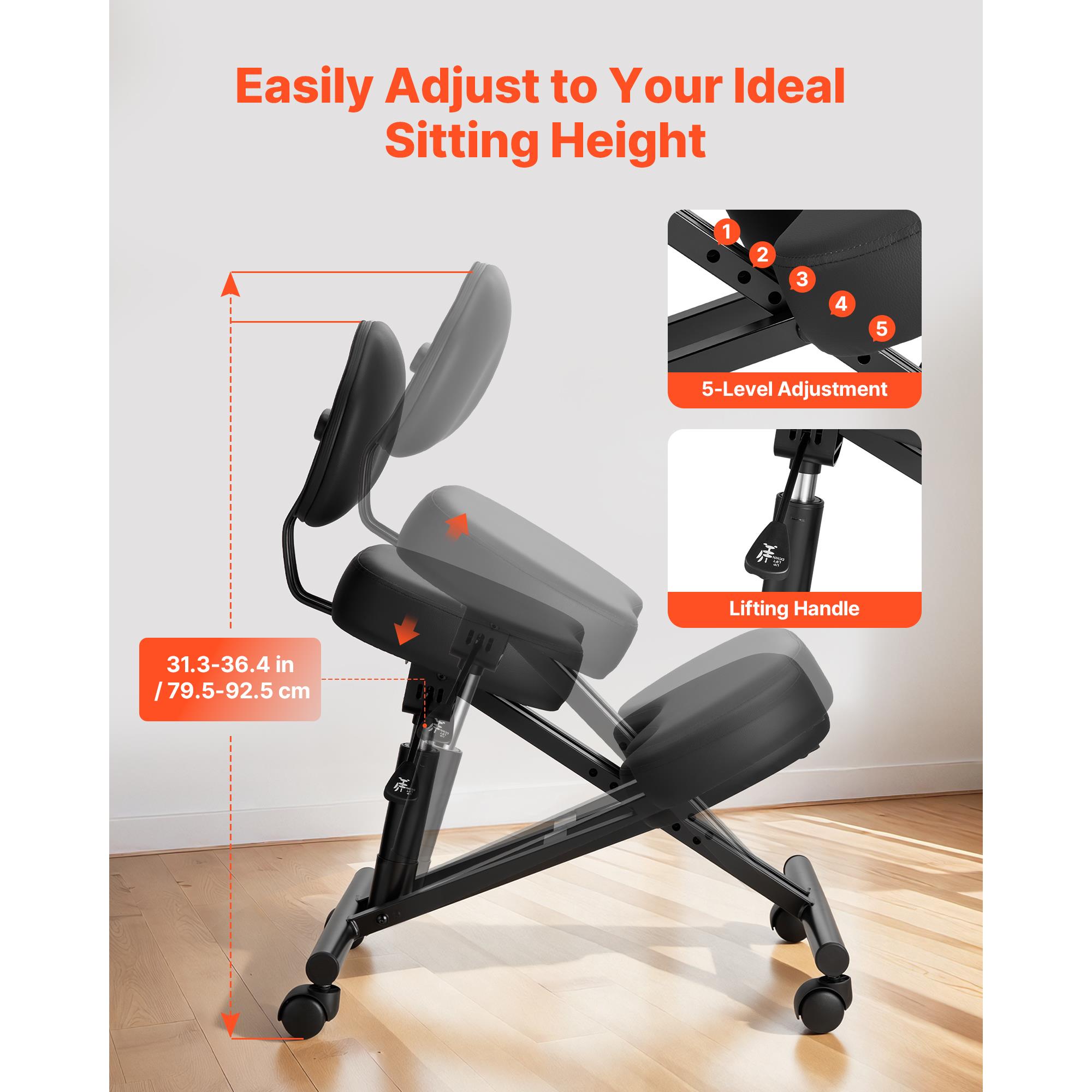 인체공학적 디자인의 등받이와 바퀴가 달린 무릎 의자,  - Ergonomic Office Chair 리뷰 및 가격