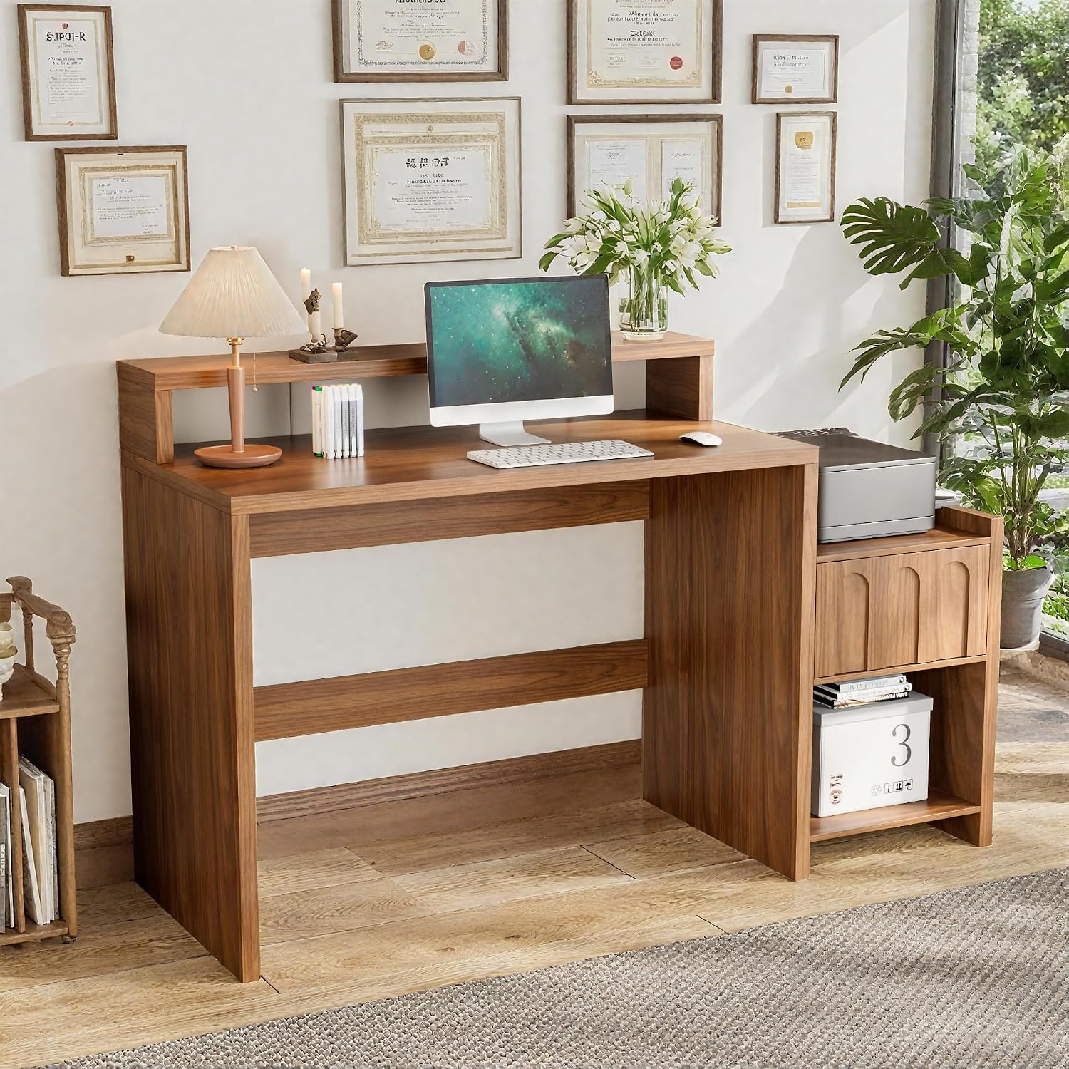60인치 서랍 및 프린터 선반이 있는 임원용 책상, 미 - Home Office Work Table 리뷰 및 가격